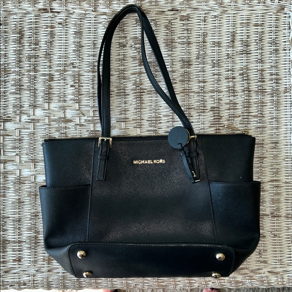 Michael Kors Black Tote with Gold Hardware